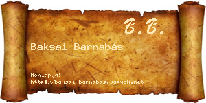 Baksai Barnabás névjegykártya